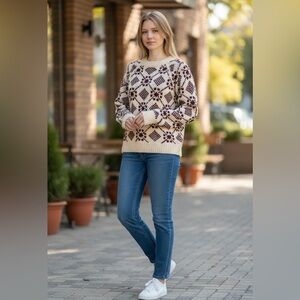 Hand Knit fair Isle Sweater by American Eagle. Sz M EUC